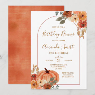 Invitation Boho Arch automne anniversaire 30 ans dîner party