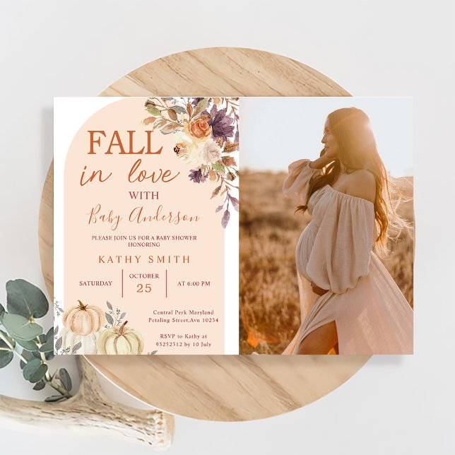 Invitation Boho Arch Chute en amour Baby shower Floral Rustiq (Créateur téléchargé)