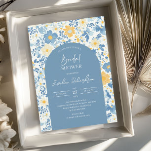 Invitation Boho arch coloré bleu clair fleurs sauvages