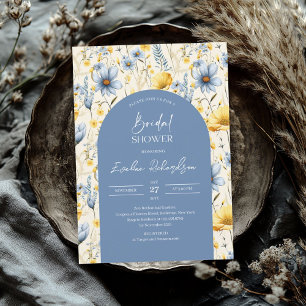 Invitation Boho arch coloré bleu clair fleurs sauvages