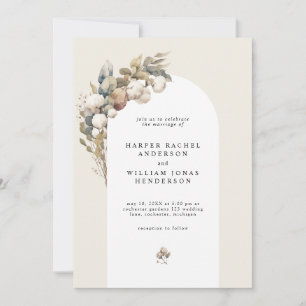 Invitation Boho arch coton & eucalyptus mariage