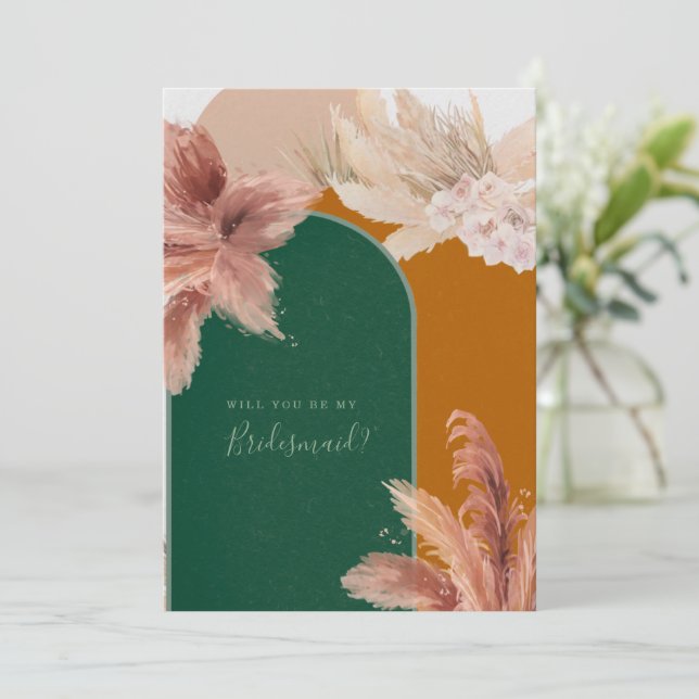 Invitation Boho Arch Pampas Grandes Seras-Tu Ma Femme D'Accue (Debout devant)