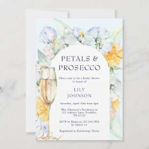 Invitation Boho Arch Petals Prosecco Fête des mariées Florale