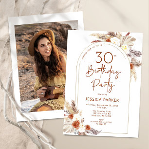 Invitation Boho Arch Terracotta Photo 30e anniversaire