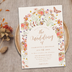 Invitation Boho Automnal Fleurs Sauvages Papillon Floral Mari