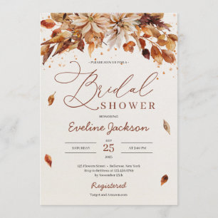 Invitation Boho automne et automne fleurs saisonnières feuill