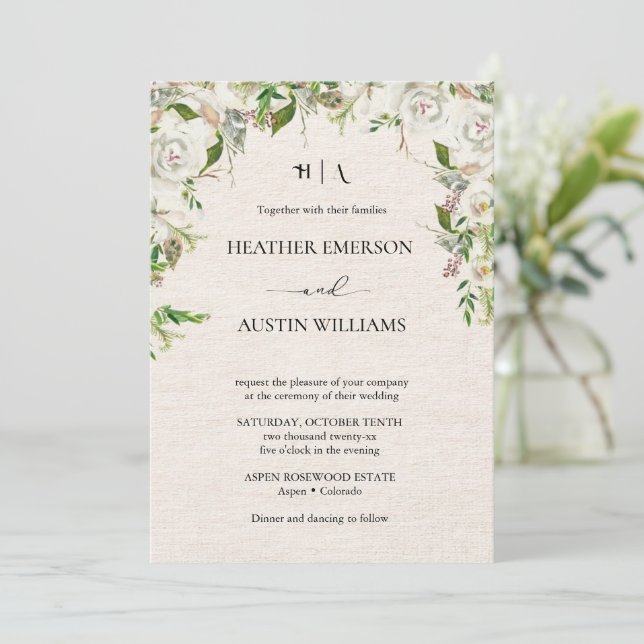 Invitation Boho automne fleur sauvage | Mariage botanique (Debout devant)