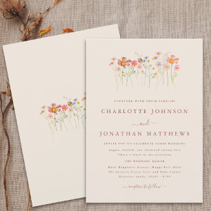 Invitation Boho Automne Fleurs Sauvages Terre Cuite Beige Mar