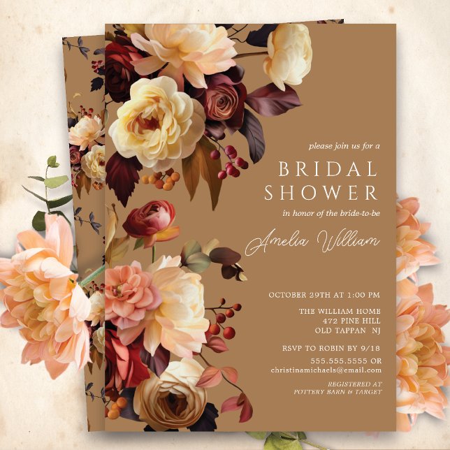 Invitation Boho Automne Floral Bridal Douche (Créateur téléchargé)