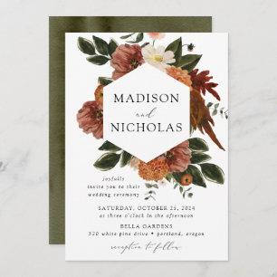 Invitation Boho Automne Floral Frame Mariage