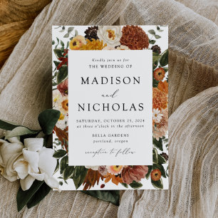Invitation Boho Automne Floral Frame Mariage