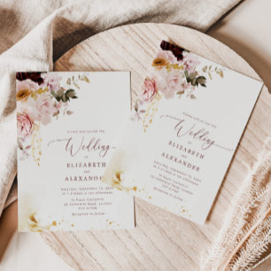 Invitation Boho automne mariage élégant