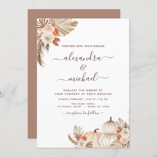 Invitation Boho Automne Mariage Pampas Grass Terracotta