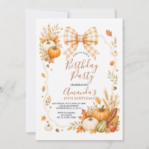 Invitation Boho automne récolte citrouille carreaux noeud fil