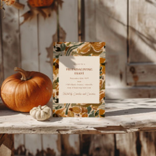 Invitation Boho Automne Terracotta Floral Fête de Thanksgivin