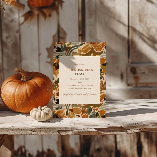 Invitation Boho Automne Terracotta Floral Fête de Thanksgivin (Créateur téléchargé)