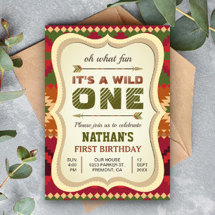 Invitation Boho Aztec Tribal Flèche Wild One Garçons 1er Anni
