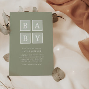 Invitation Boho Baby Blocks Muet Baby shower moderne  