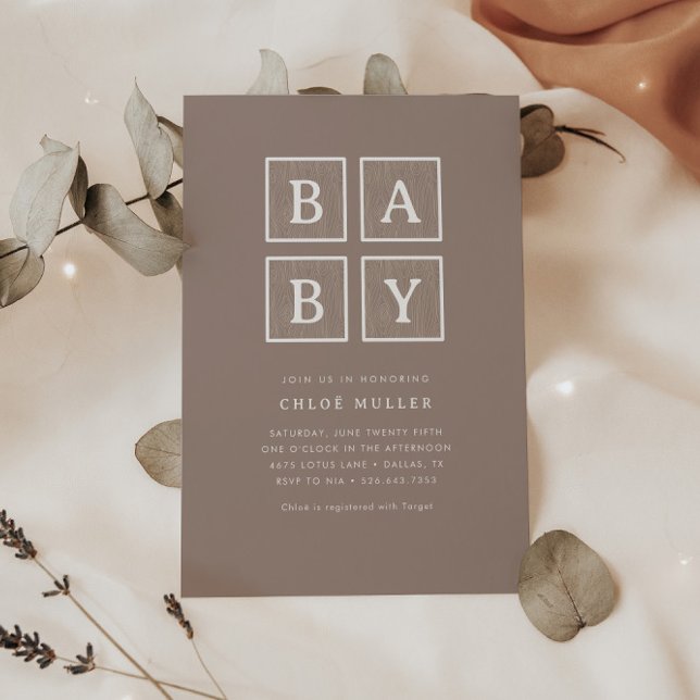 Invitation Boho Baby Blocks Neutral Baby shower moderne | (Créateur téléchargé)