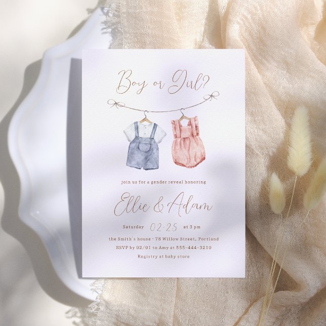 Invitation Boho Baby Clothes Révélation de genre (Créateur téléchargé)