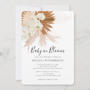 Invitation Boho Baby en Fleur Pampas Douche Florale