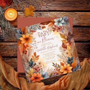 Invitation Boho Baby en fleurs Cadre Floral d'Automne Baby Sh