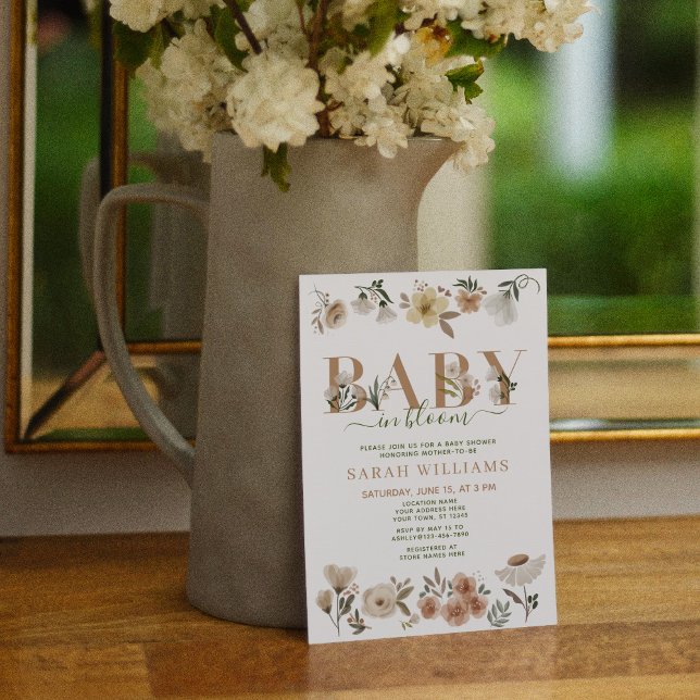 Invitation Boho Baby in Bloom Baby Girl Baby shower (Créateur téléchargé)