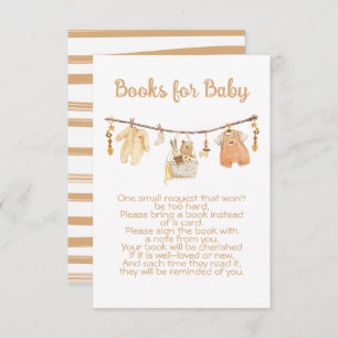 Invitation Boho Baby shower Clothesline Apportez un livre