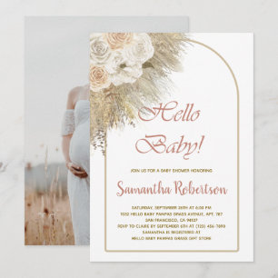 Invitation Boho Baby shower Pampas Grass Photo Botanique