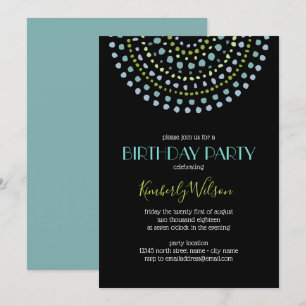 Invitation Boho Bali Turquoise Black Birthday 2