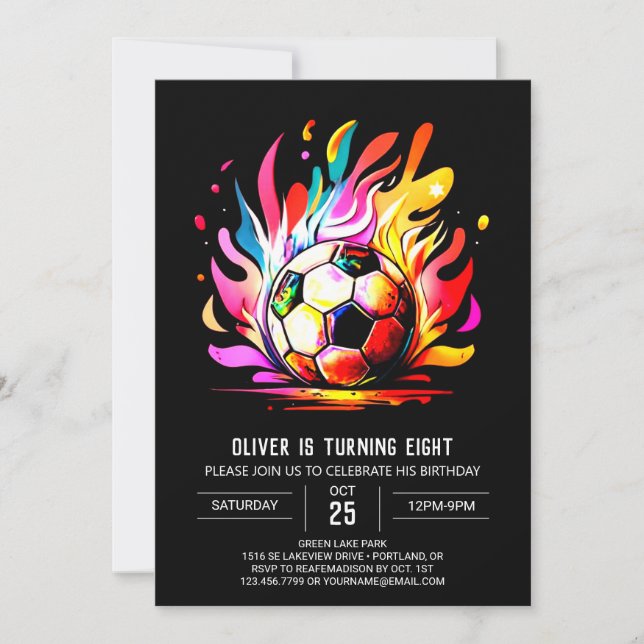 Invitation Boho Ball Editable Soccer Anniversaire (Devant)