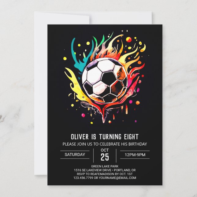 Invitation Boho Ball Printable Soccer Anniversaire (Devant)