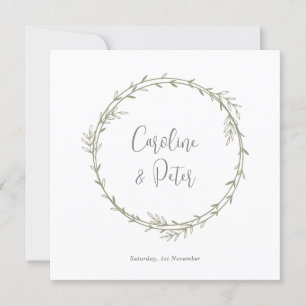 Invitation Boho Bamboo Feuille Botanique Vert doux et élégant