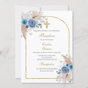 Invitation Boho Baptism espagnol pour garçon