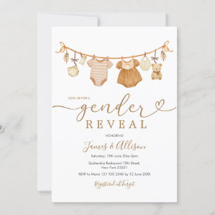 Invitation Boho Bear Rustic Baby Clothesline Genre Reveillez