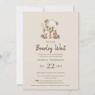 Invitation Boho Bearly Wait Storybook Bear Baby shower