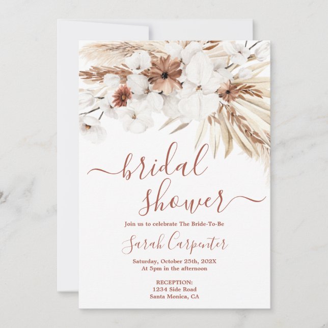Invitation Boho Beige Bridal Douche (Devant)