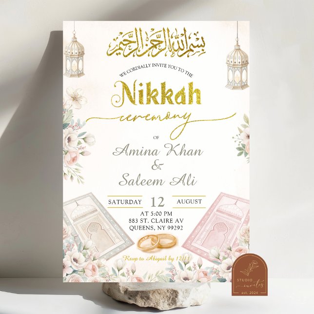 Invitation Boho Beige Floral Ameen Ceremony (Créateur téléchargé)
