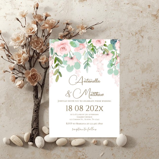 Invitation Boho beige floral wedding (Créateur téléchargé)