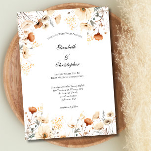 Invitation Boho Beige rouille Fleur sauvage Mariage botanique