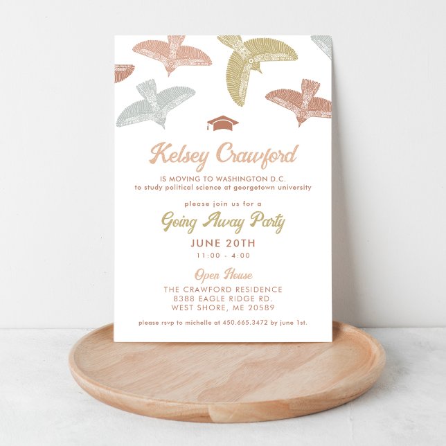 Invitation Boho Birds Graduation Va Away Party (Créateur téléchargé)