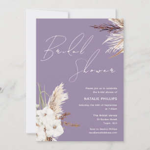 Invitation Boho Blanc Floral Lavande Purple Fête des mariées