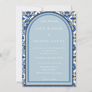 Invitation Boho Bliss : Carrelage élégant de cérémonie de mar
