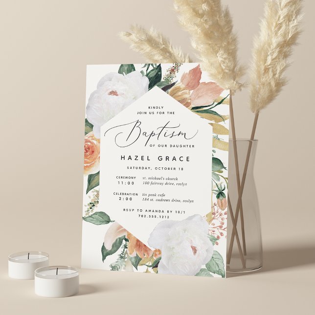 Invitation Boho Blooms | Baptême floral moderne (Créateur téléchargé)