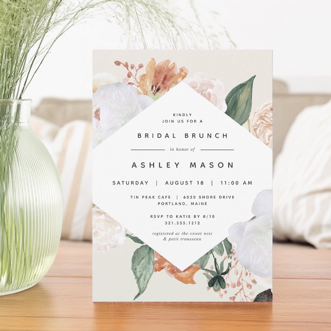 Invitation Boho Blooms | Brunch Fête des mariées florale mode (Créateur téléchargé)
