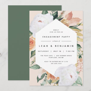 Invitation Boho Blooms   Parti d'engagement floral moderne
