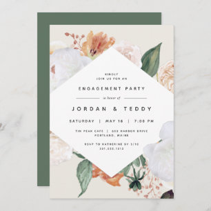 Invitation Boho Blooms   Parti d'engagement floral moderne