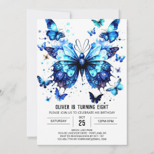 Invitation Boho Blue Butterfly Boy