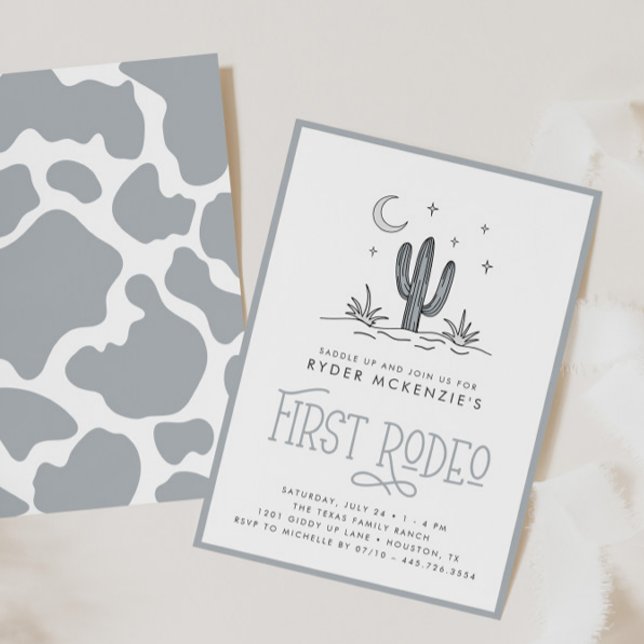 Invitation Boho Blue Modern Boys Premier Rodéo 1er Anniversai (Créateur téléchargé)