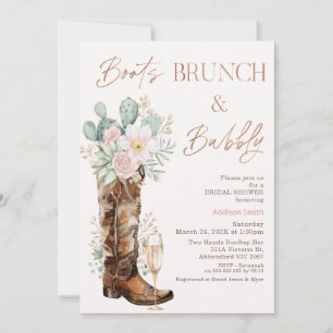 Invitation Boho Blush Cactus Boots Brunch Bubbly Fête des mar